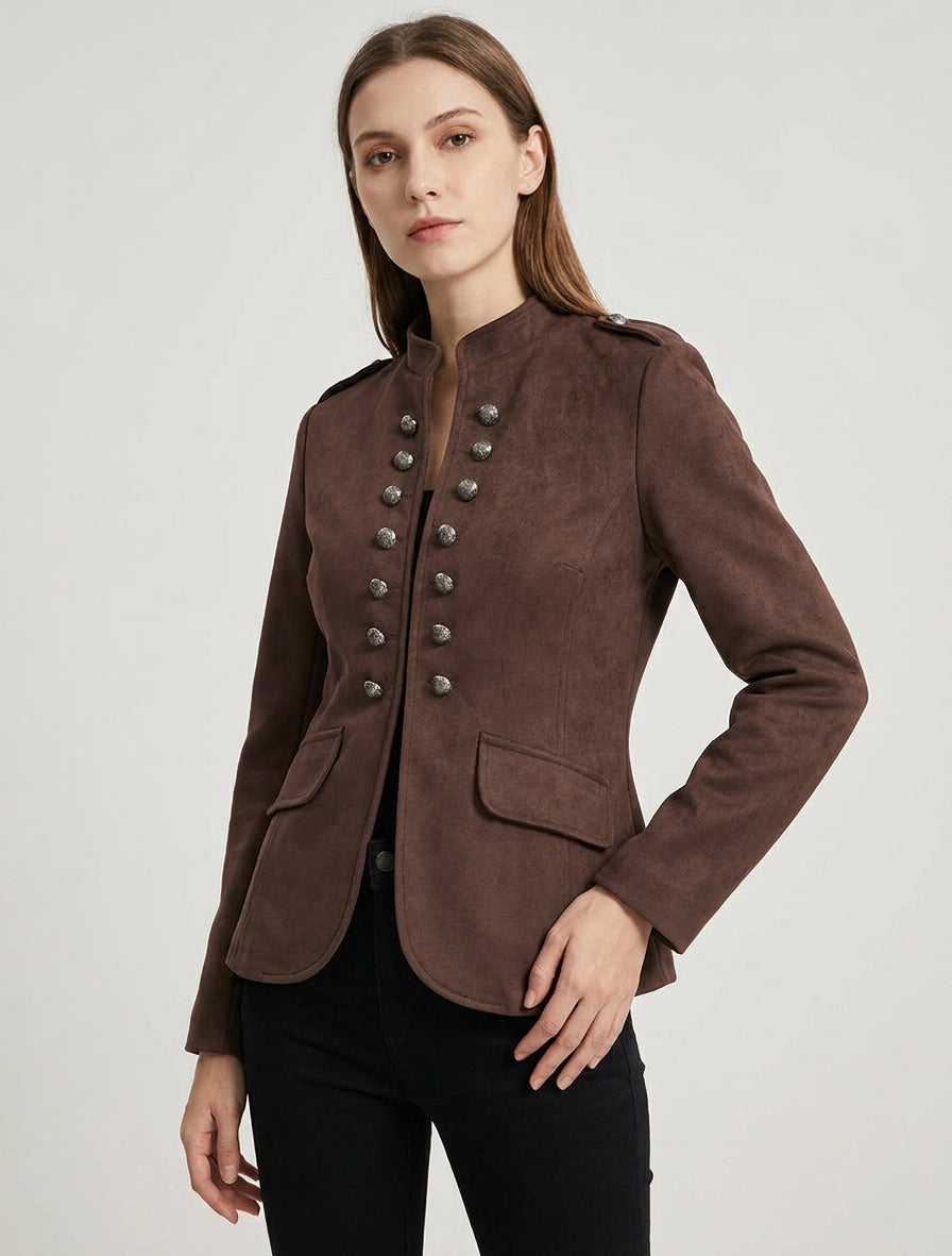Offiziersstil Wildlederjacke - Braun