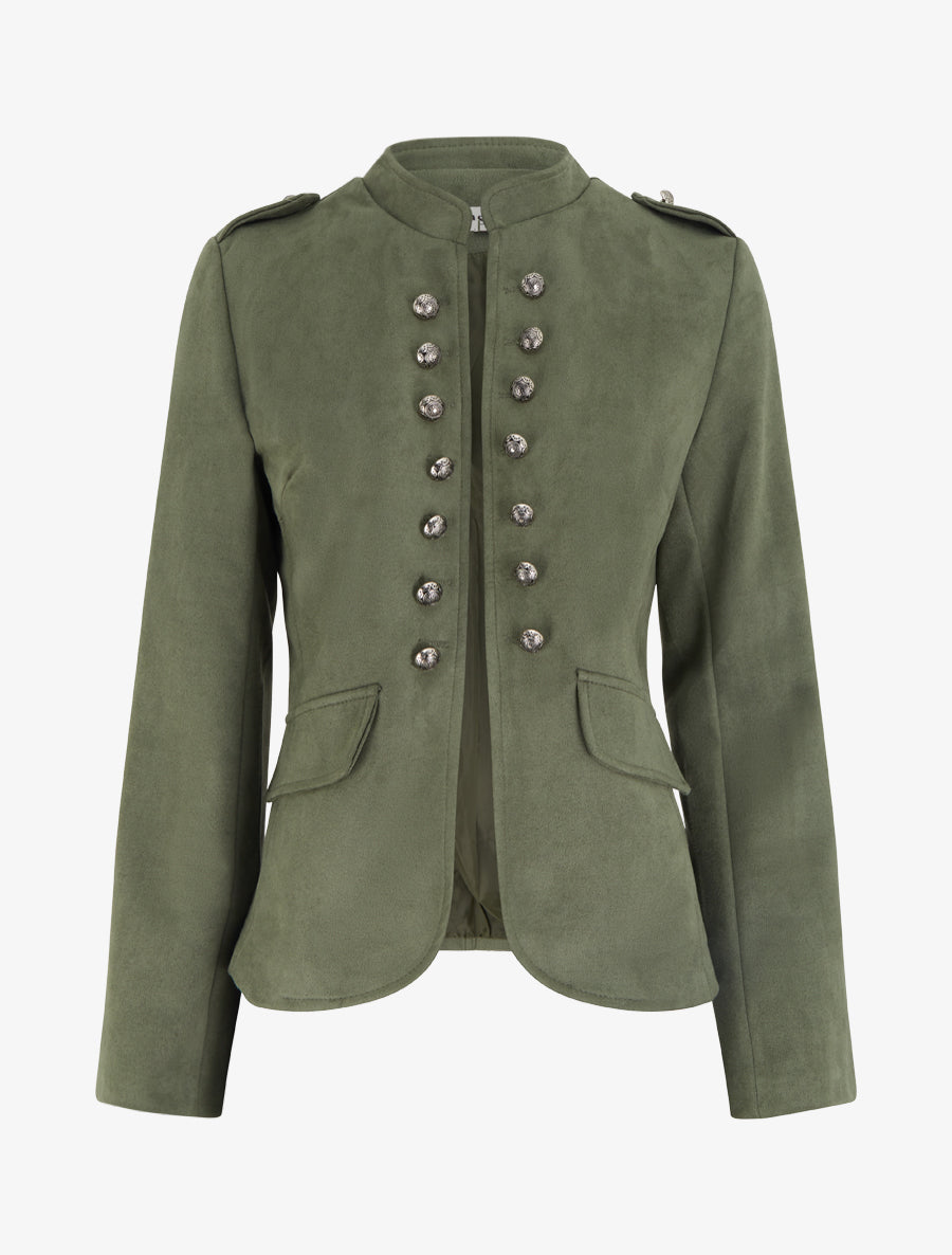 Veste en suédine style officier - Kaki - 1