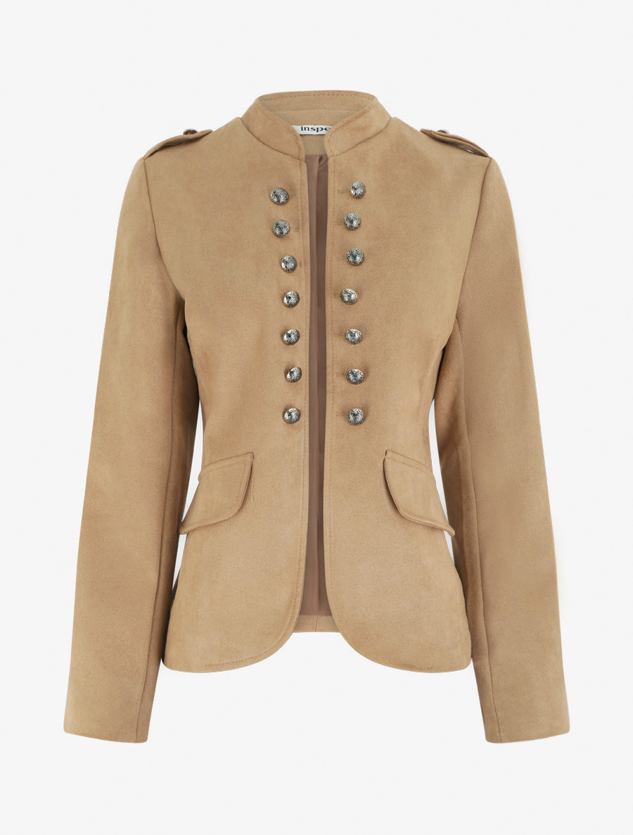 Veste en suédine style officier - Beige - 1