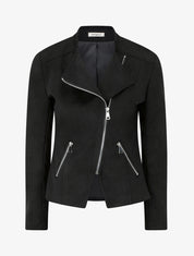 Veste style perfecto en suédine - Noir - 1