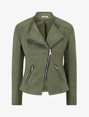 Veste style perfecto en suédine - Kaki - 1