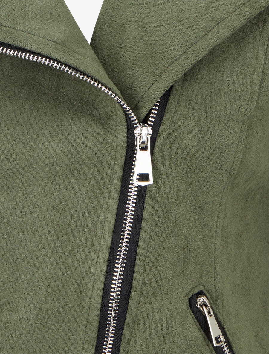 Veste style perfecto en suédine - Kaki - 3