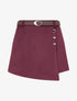 Jupe-short suédine à boutons décoratifs - Lie de vin - 1