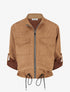 Veste en suédine coupe droite et poches à rabat - Camel - 1