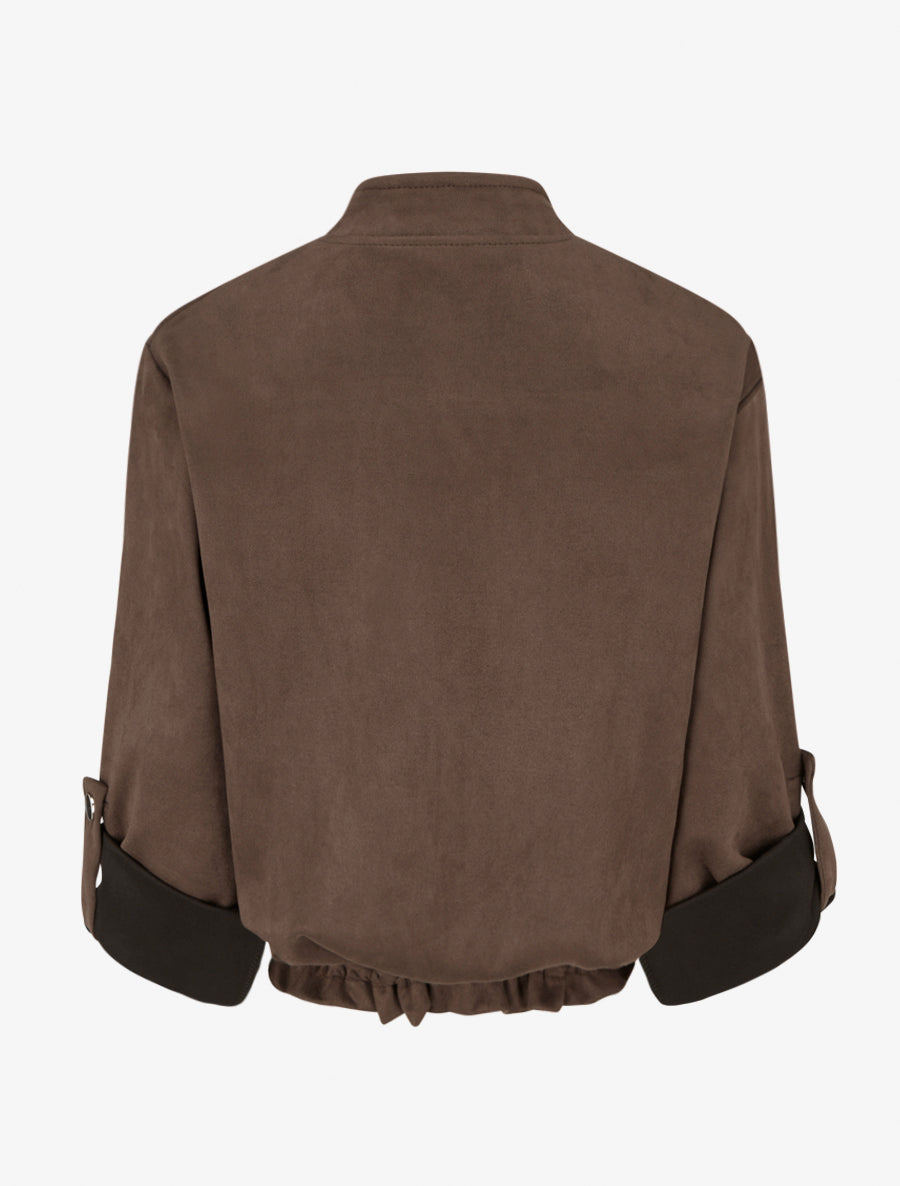 Veste en suédine coupe droite et poches à rabat - Marron - 2