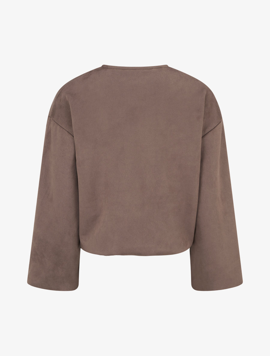 Veste en suédine style bomber coupe oversize - Marron - 2