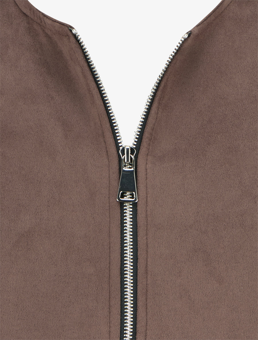 Veste en suédine style bomber coupe oversize - Marron - 3
