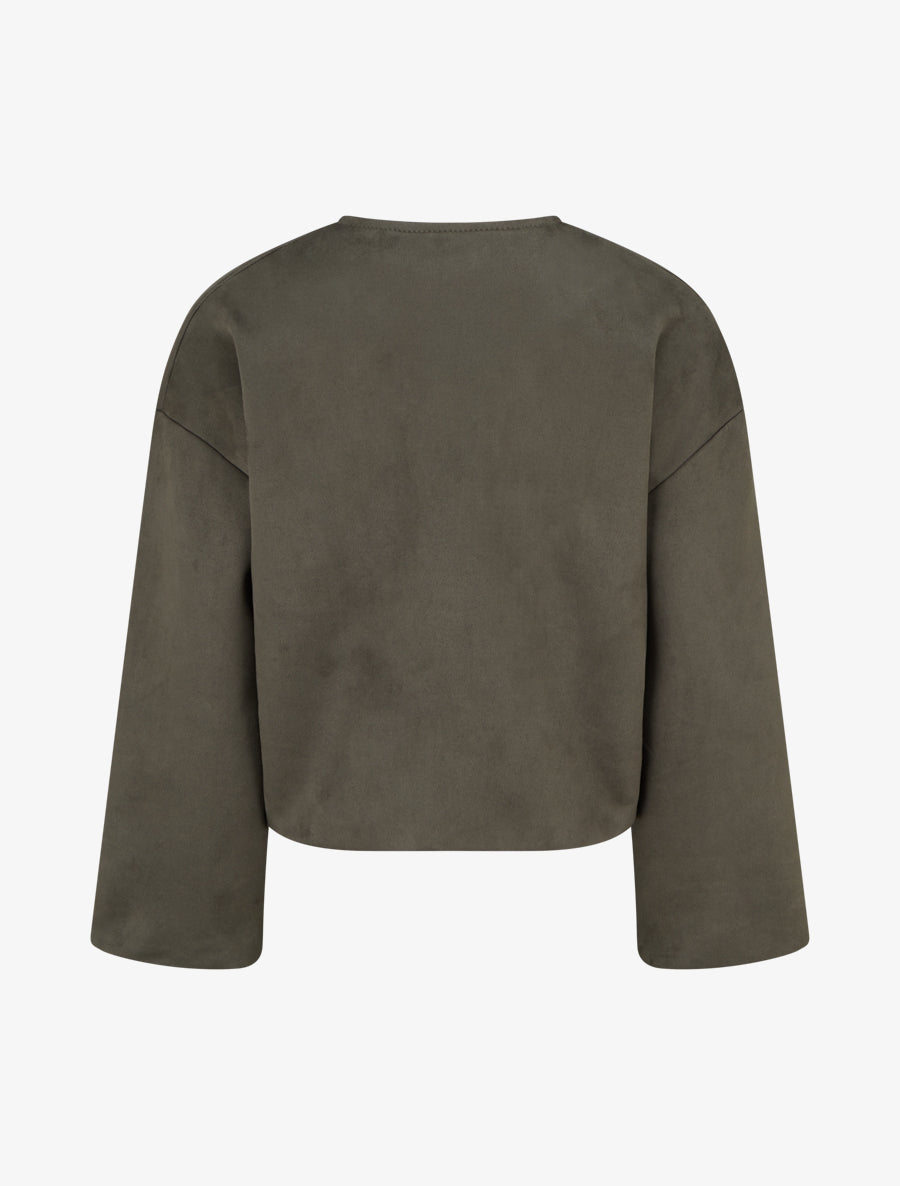 Veste en suédine style bomber coupe oversize - Kaki - 2