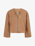 Veste en suédine style bomber coupe oversize - Camel - 1