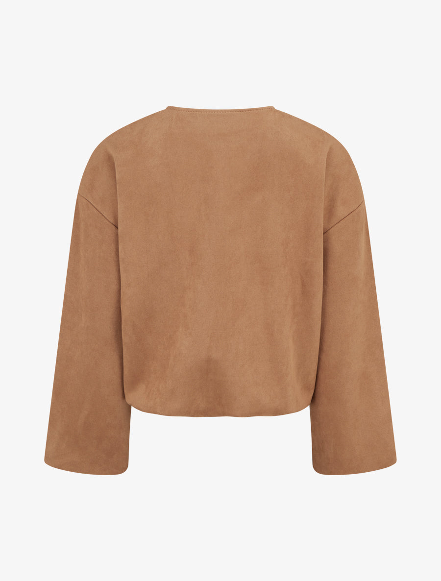 Veste en suédine style bomber coupe oversize - Camel - 2