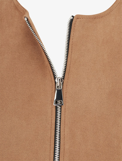 Veste en suédine style bomber coupe oversize - Camel - 3