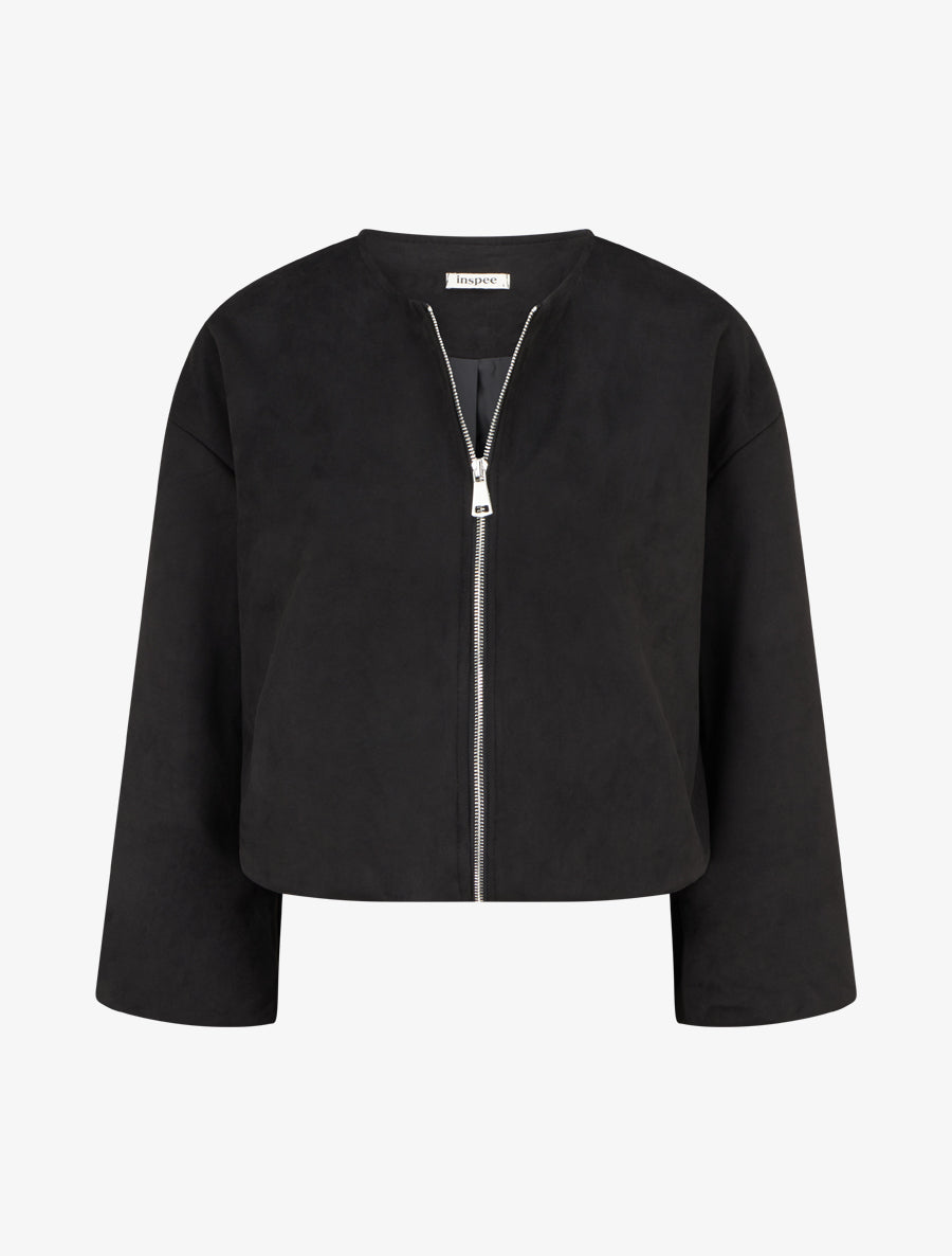 Veste en suédine style bomber coupe oversize - Noir - 1