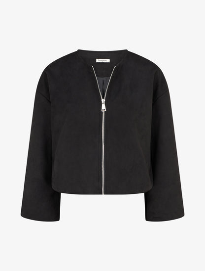 Veste en suédine style bomber coupe oversize - Noir - 1