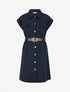 Robe chemise trapèze manches courtes - Marine - 1