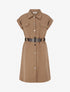 Robe chemise trapèze manches courtes - Beige - 1