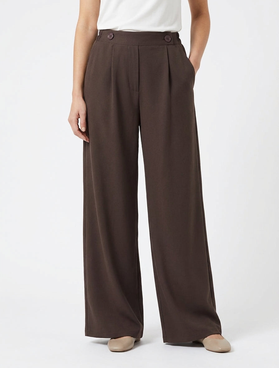 Uni Hose mit elastischem Bund - Braun