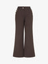 Pantalon taille haute coupe flare à boutons décoratifs dorés - Marron - 1