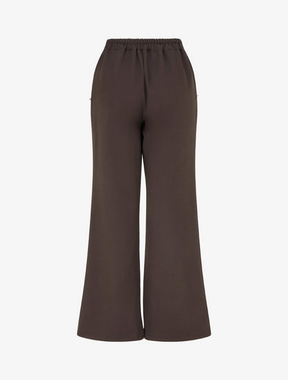 Pantalon taille haute coupe flare à boutons décoratifs dorés - Marron - 2