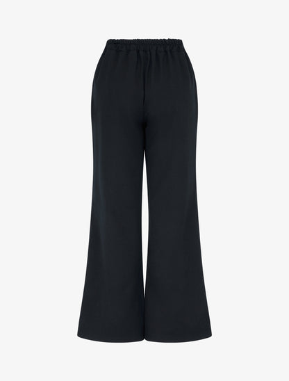 Pantalon taille haute coupe flare à boutons décoratifs dorés - Noir - 2