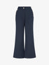 Pantalon taille haute coupe flare à boutons décoratifs dorés - Marine - 1