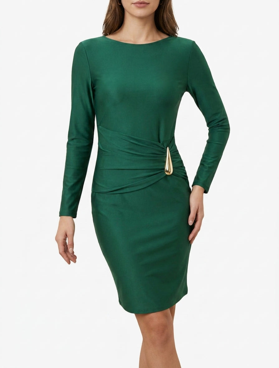Midikleid mit Metallschmuck - Grün
