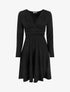 Robe patineuse manches longues à taille plissée - Noir - 1