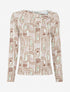 Top imprimé rétro à manches longues - Beige - 1