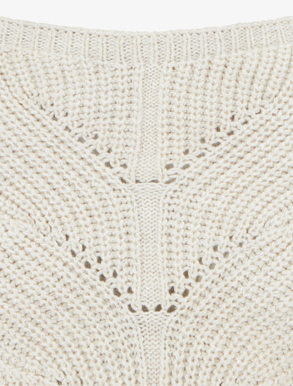 Pull droit en maille irisée à col bateau - Écru - 3