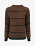 Pull droit à col montant et rayures - Marron - 1
