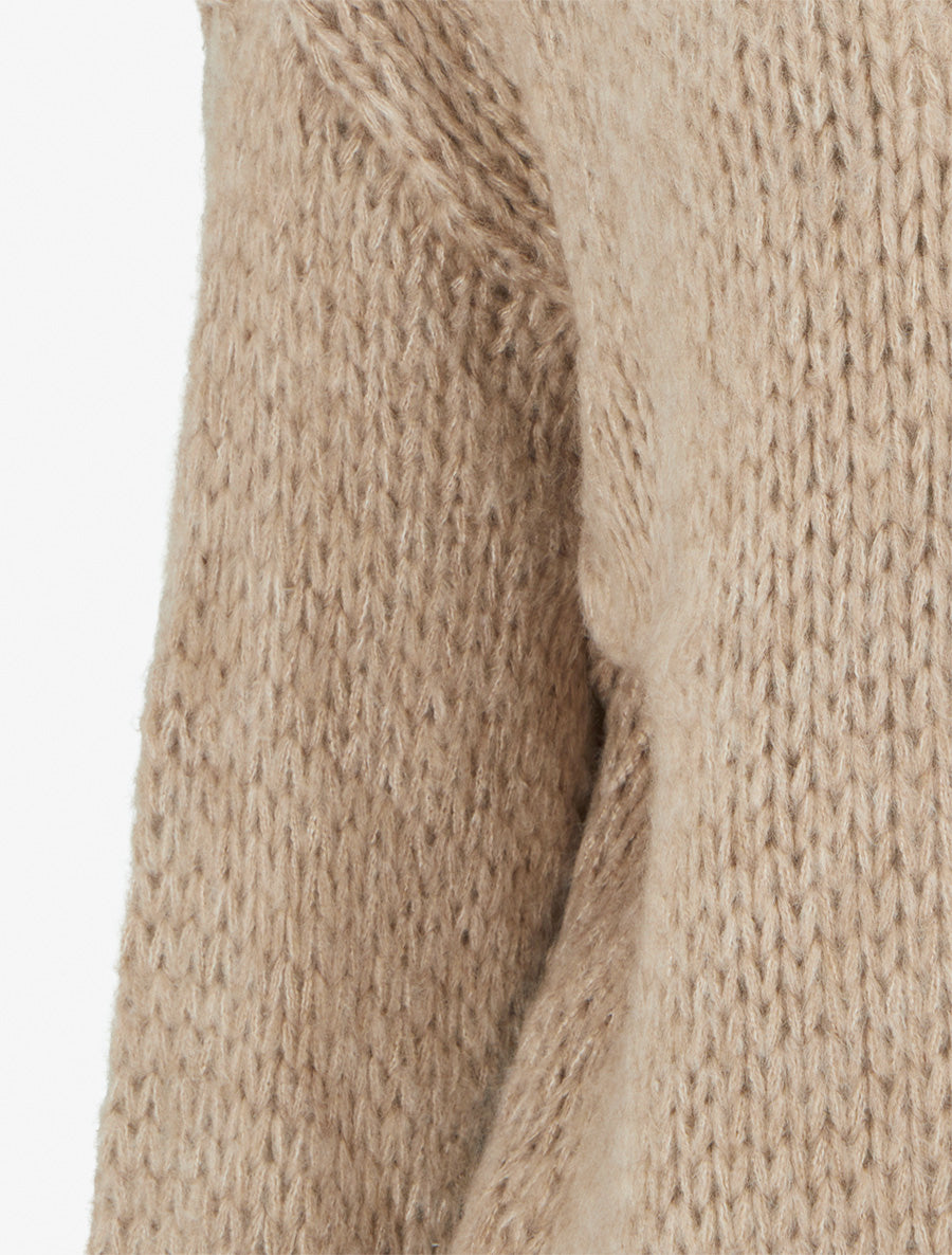 Gilet ouvert en maille épaisse coupe ample - Beige - 3