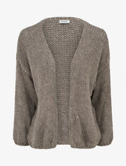 Gilet ouvert en maille épaisse coupe ample - Taupe - 1