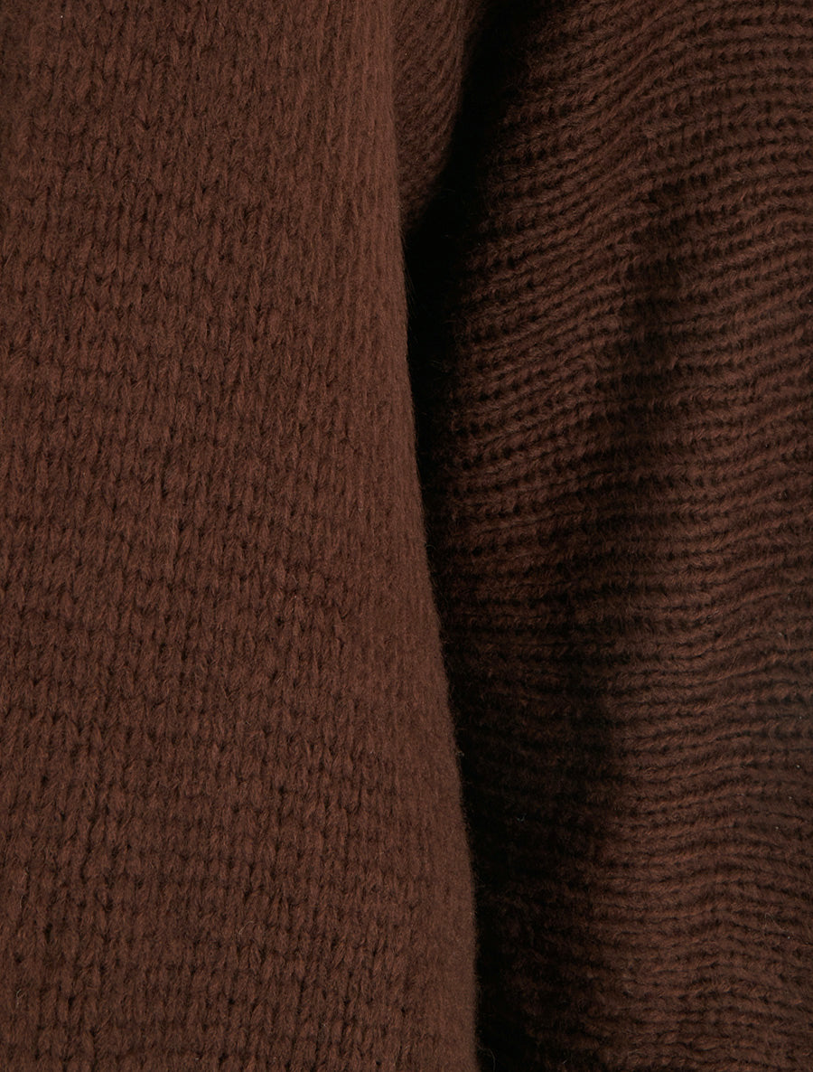 Gilet ouvert en maille épaisse à manches chauve-souris - Marron - 3