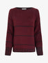 Pull coupe carrée à rayures style pointillé - Lie de vin - 1