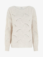 Pull ample en maille fantaisie ajourée - Écru - 1