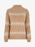 Pull ample à col montant et motif graphique - Camel - 1