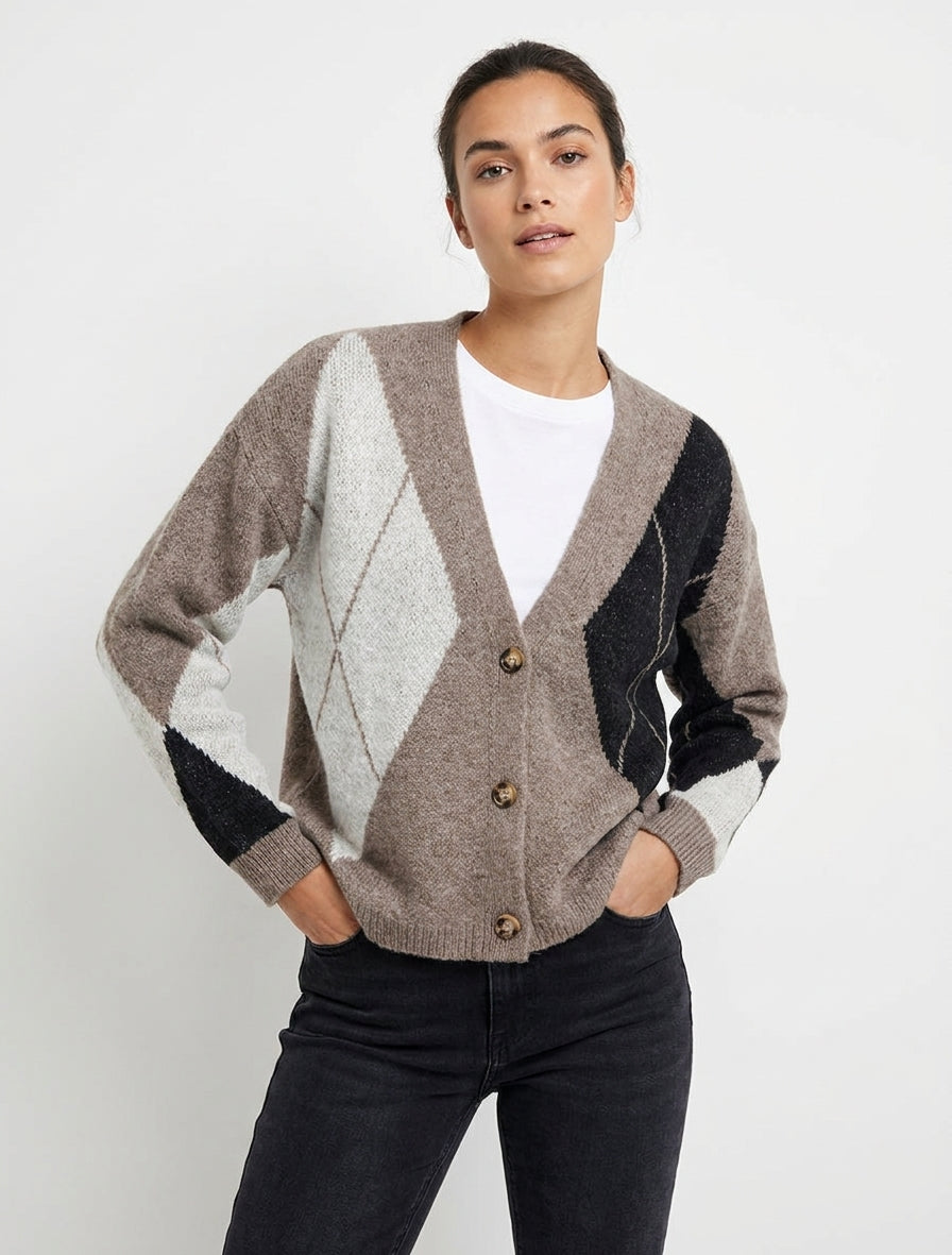Weit geschnittener Jacquard-Strickpullover - Maulwurf