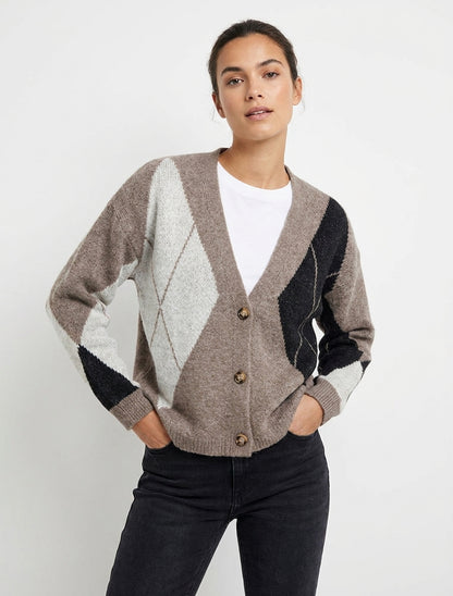Weit geschnittener Jacquard-Strickpullover - Maulwurf