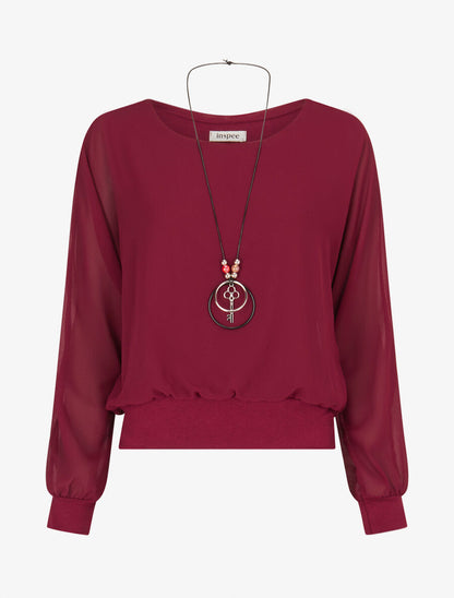 Top uni en voile - Lie de vin - 1