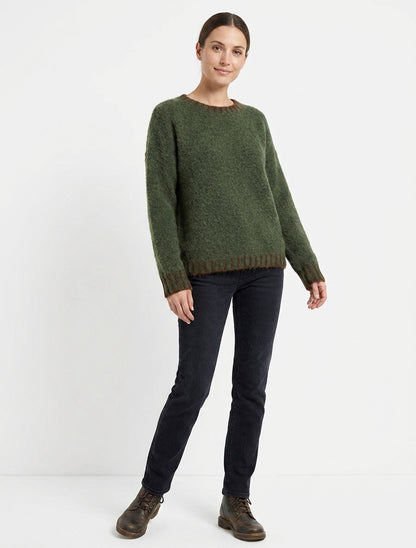 Pullover aus Wollmischung mit kontrastierenden Rändern - Kaki