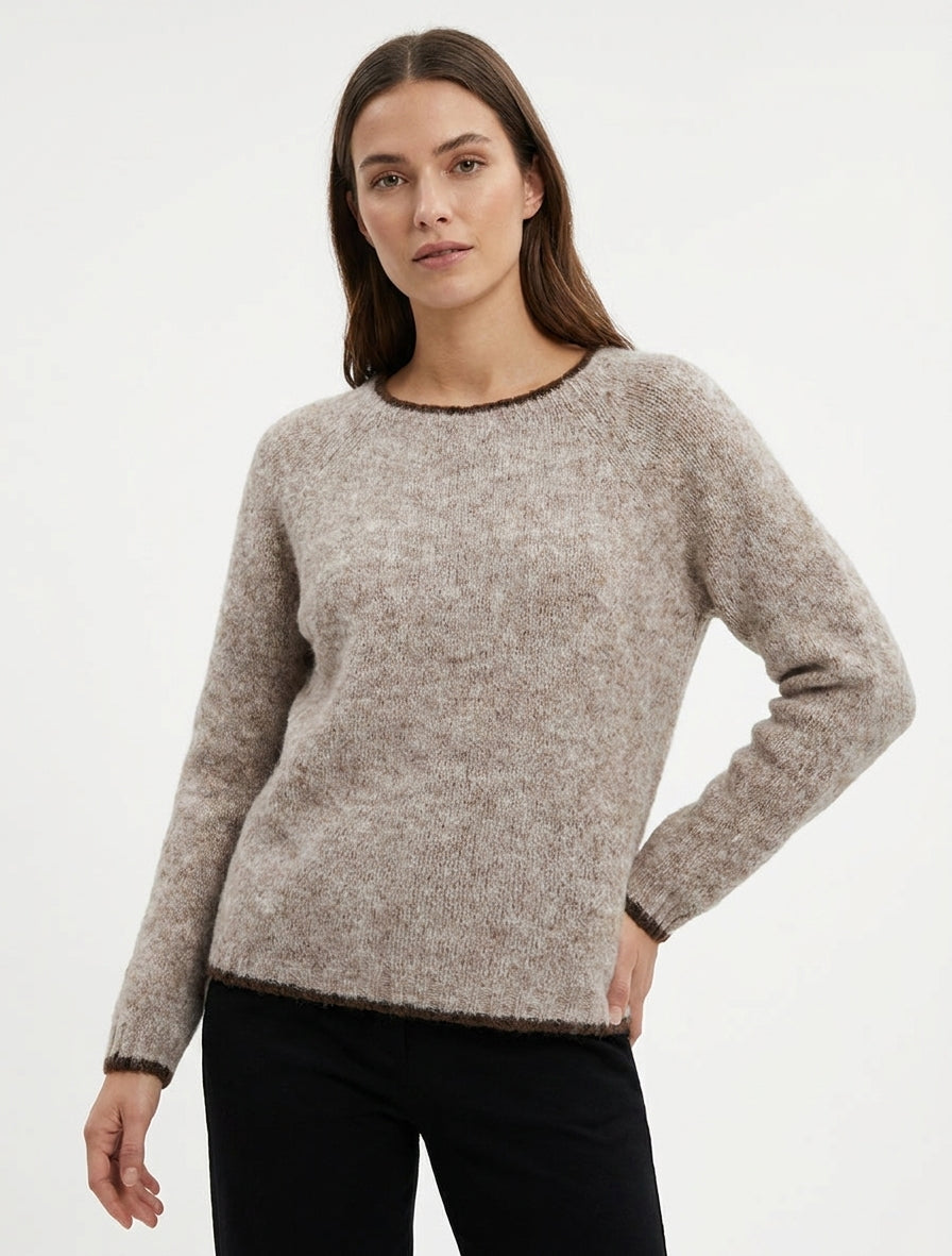 Pullover aus Wollmischung mit kontrastierendem Besatz - Maulwurf