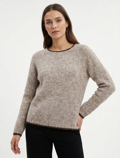 Pullover aus Wollmischung mit kontrastierendem Besatz - Maulwurf