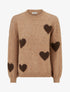 Pull en laine mélangée à motif coeur - Camel - 1