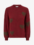 Pull en laine mélangée à motif coeur - Bordeaux - 1