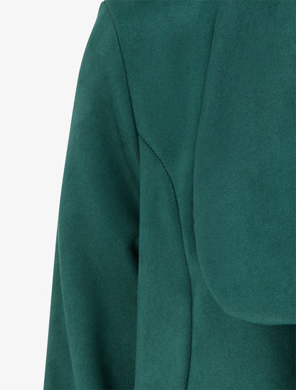 Veste en suédine droite à col châle - Vert foncé - 3