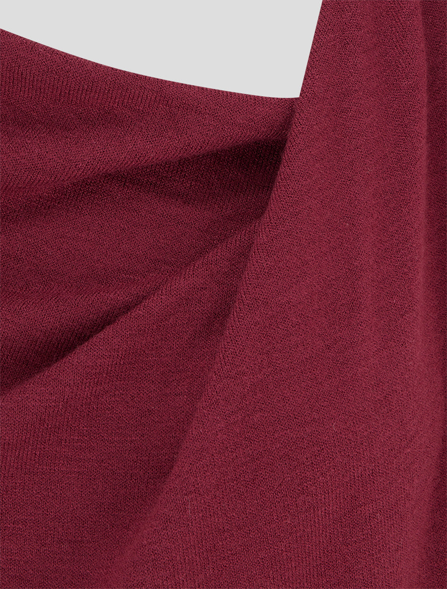 Robe bimatière droite style portefeuille - Lie de vin - 3