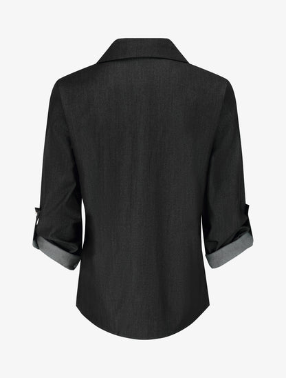 Chemise droite basique à poches plaquées - Noir - 2