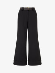 Pantalon taille haute à revers - Noir - 1
