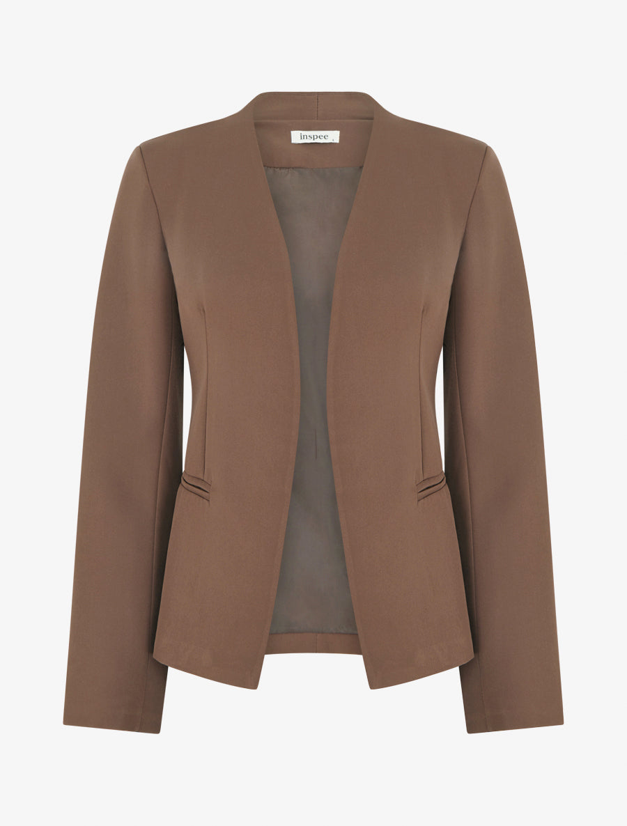 Veste droite à épaulettes - Marron clair - 1