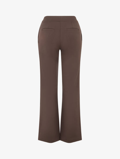 Pantalon uni coupe droite - Marron - 2
