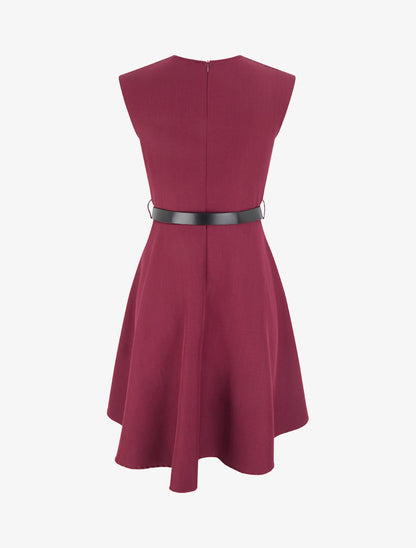 Robe patineuse sans manches à col cache-coeur - Lie de vin - 2
